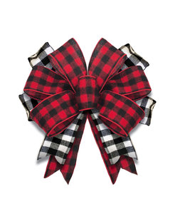 Evergreen Black and Red Buffalo Check Door Tag Bow
