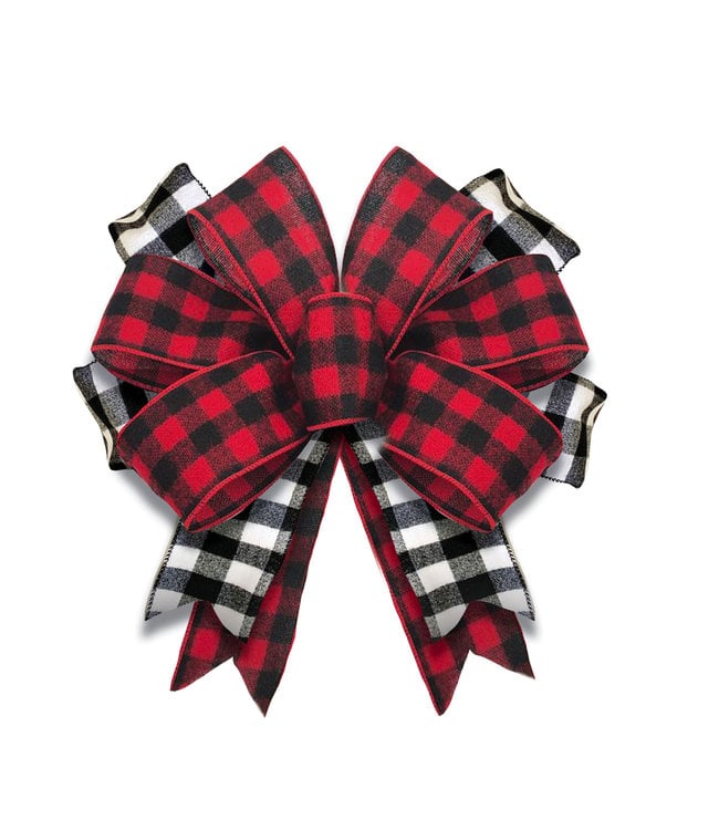 Evergreen Black and Red Buffalo Check Door Tag Bow