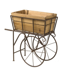 Evergreen Wooden Wagon Planter/Drink Holder with Wheels
