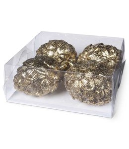 K&K Interiors Gold Glittered Round Pinecone Ornament