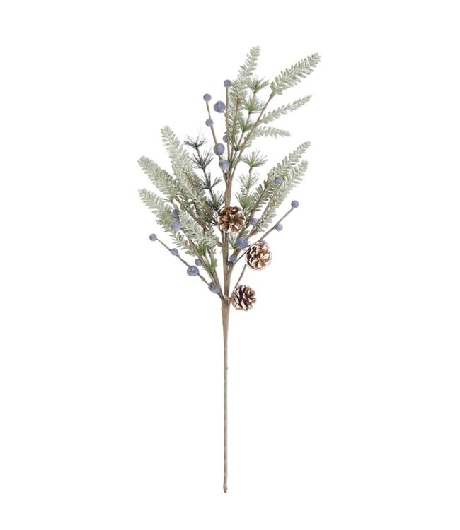 K&K Interiors Frosted Fir Pine Spray w/Pinecones and Blueberries