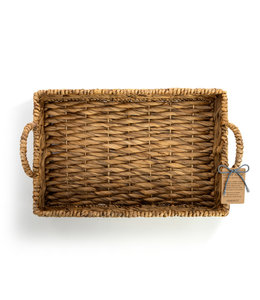 Demdaco Rectangle Wicker Basket with Leather Patch