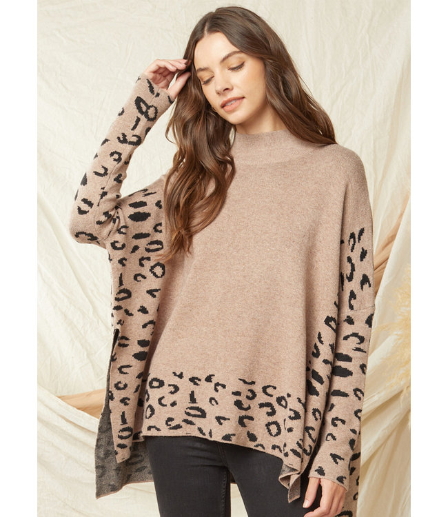 mock neck leopard