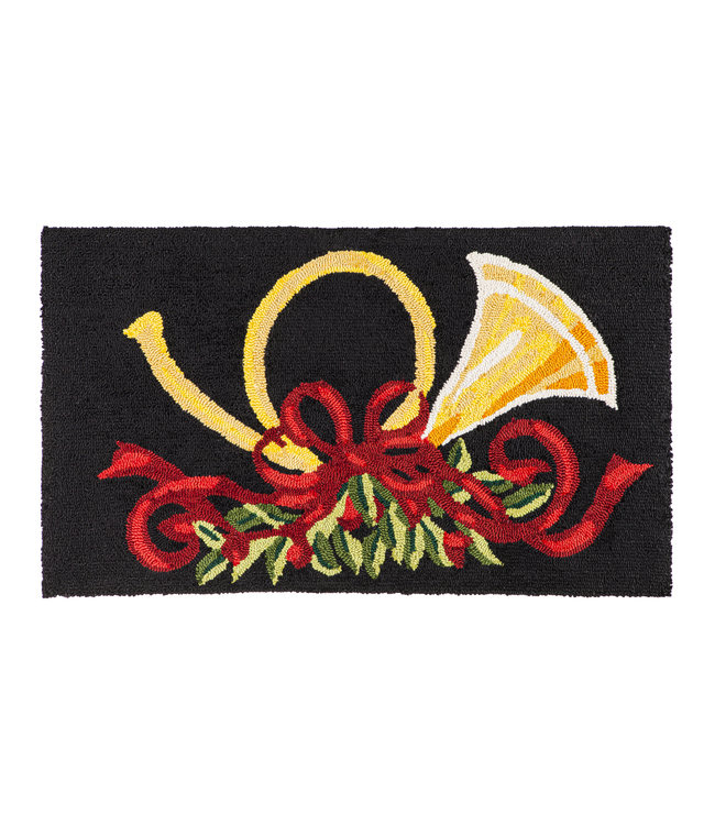 Evergreen French Horn Indoor/Outdoor Hooked Rug