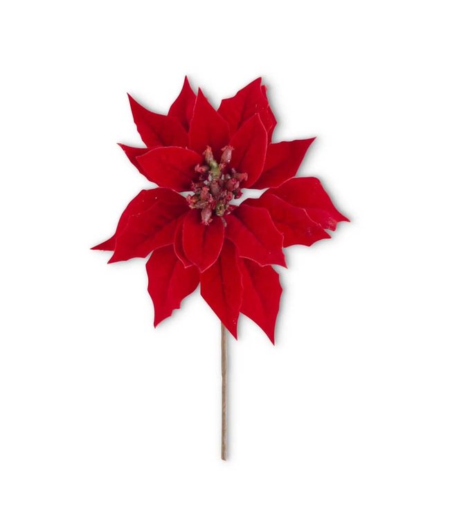 K&K Interiors Red Poinsettia Pick