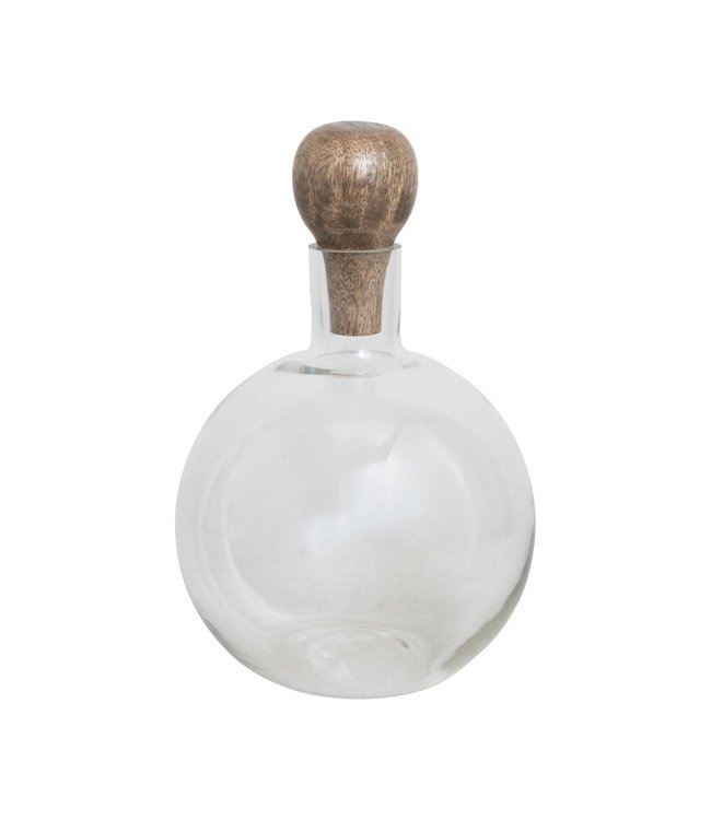 Creative Co-Op Glass Decanter with Mango Wood Stopper