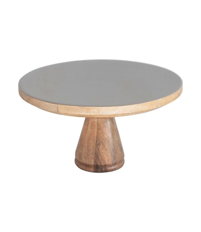 Bloomingville Enameled Mango Wood Pedestal, Grey