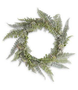 K&K Interiors 20 Inch Fern and Succulent Real Touch Wreath