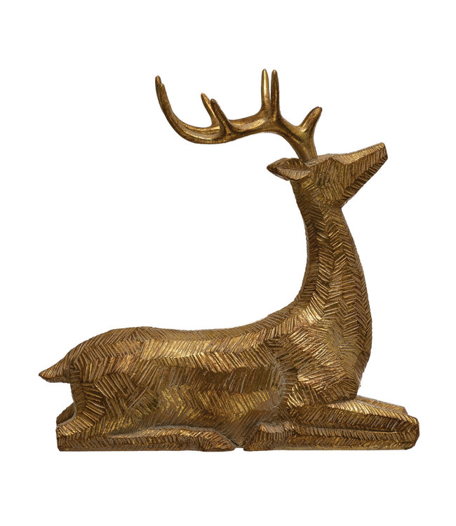 Creative Co-Op Polyresin Sitting Deer, Gold