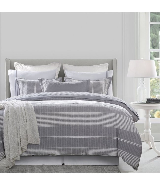 Hiend Accents Lane Stripe Duvet Set, Gray- Queen