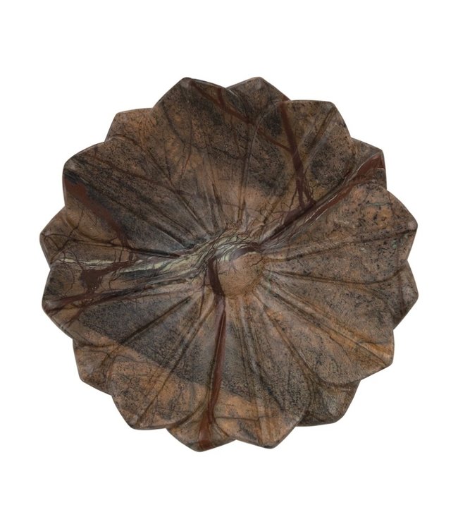 Creative Co-Op Carved Marble Flower Dish, Brown - Each Varies