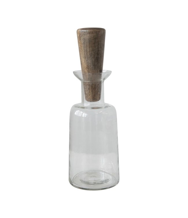 Creative Co-Op 32 oz. Glass Decanter with Mango Wood Stopper