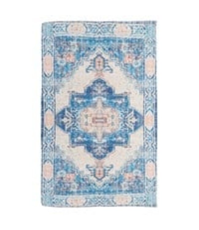 Evergreen Blue with Coral Digitally-Printed Indoor/Outdoor Rug, 4'x6'