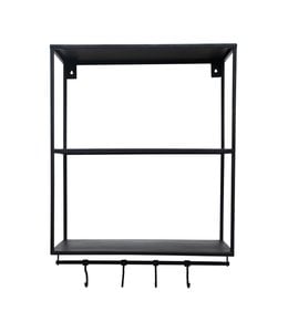 Bloomingville Metal Wall Shelf with 4 Hooks