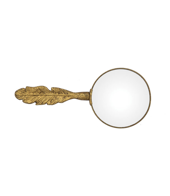 Creative Co-Op Pewter Magnifying Glass with Feather Handle