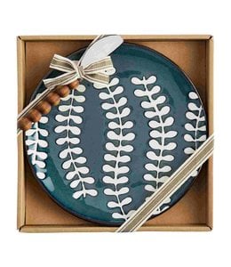 MudPie Blue Leaf Cheese Set