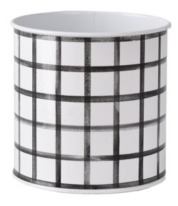 Ganz Black and White Grid Tin Container