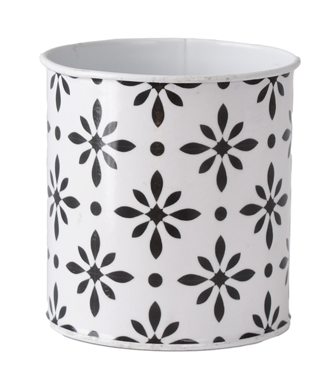 Ganz Black and White Floral Pattern Tin Container