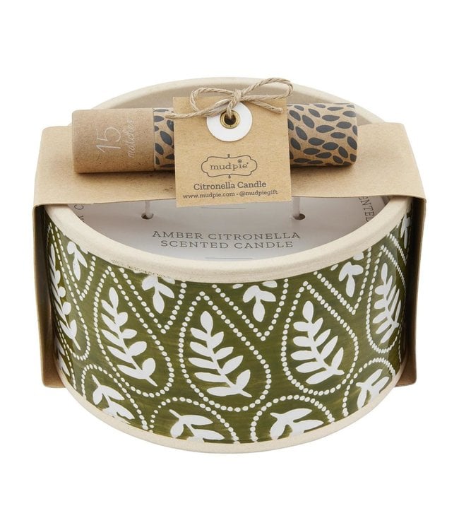 MudPie Green Leaf Candle and Match Set