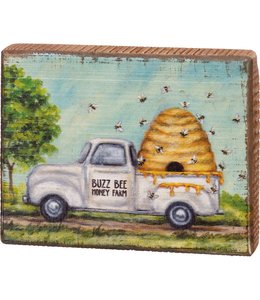 Primitives By Kathy Block Sign - Bees Buzz Bee Honey Farm