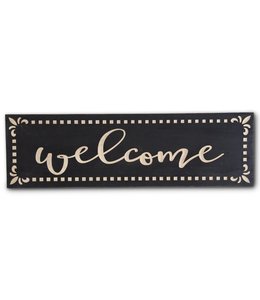 K&K Interiors Black Carved Wooden "Welcome" Sign