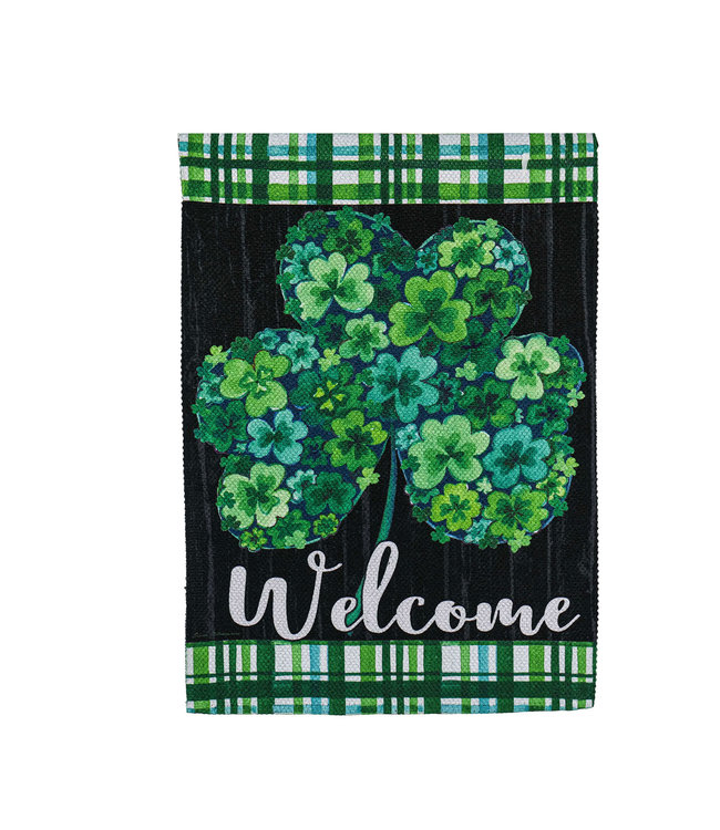 Evergreen Shamrock Flowers House Textured Flag
