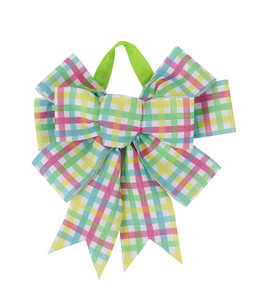 Evergreen Easter Plaid Door Tag Bow