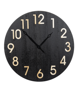 Ganz Black Wall Clock with Carved Numbers