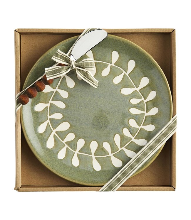 MudPie Green Leaf Cheese Set