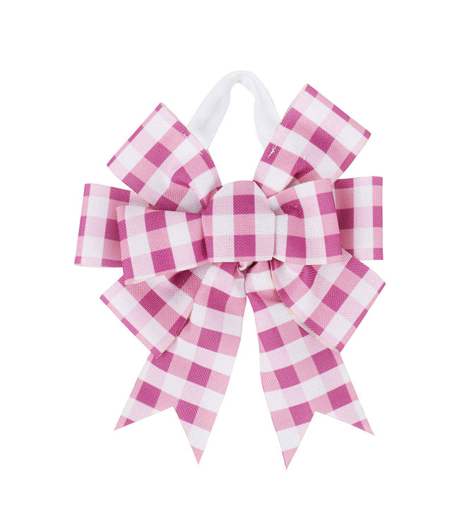 Evergreen Pink Plaid Door Tag Bow