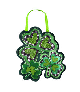Evergreen Shamrocks With Checks Door Décor