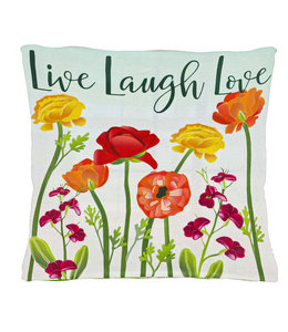 Evergreen Live Laugh Love Floral Interchangeable Pillow Cover