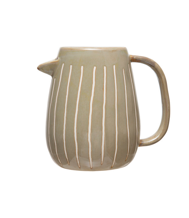 Bloomingville Debossed Stoneware Pitcher with Reactive Glaze