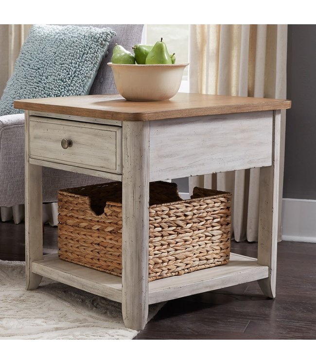 Liberty Furniture Farmhouse Reimagined End Table With Basket