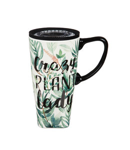 Evergreen Ceramic Travel Cup, Crazy Plant Lady