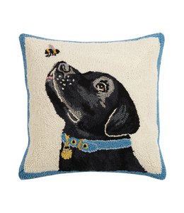 Black Labrador Dog With Bee Hook Pillow