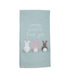 MudPie Three Bunnies Waffle Weave Towel