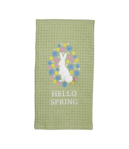 MudPie Hello Spring Bunny Waffle Weave Towel