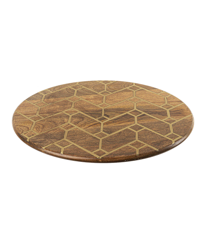 Ganz Brass Geo Inlay Lazy Susan