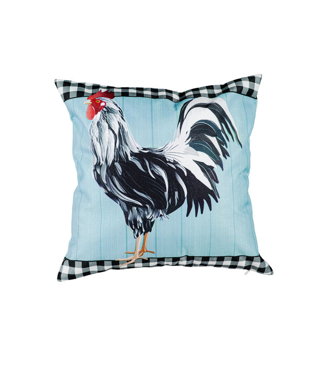 Evergreen Black and White Rooster Interchangeable Pillow Cover