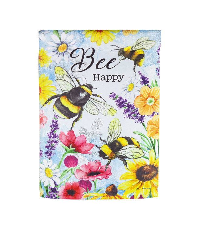 Evergreen Bright Flowers and Bumblebee Garden Suede Flag
