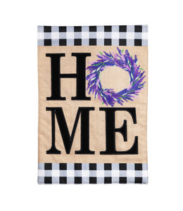 Evergreen Home Lavender Wreath House Burlap Flag