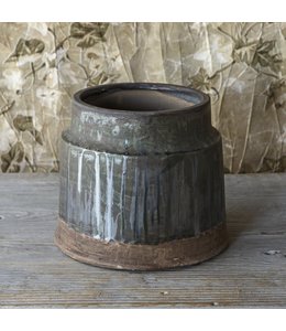 Porch View Home Aged Olive Dripped Glazed Pottery Arts And Crafts Vase