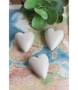 Kalalou White Hand-Carved Stone Hearts