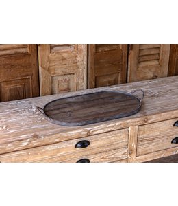 Porch View Home Wood and Metal Oblong Tray