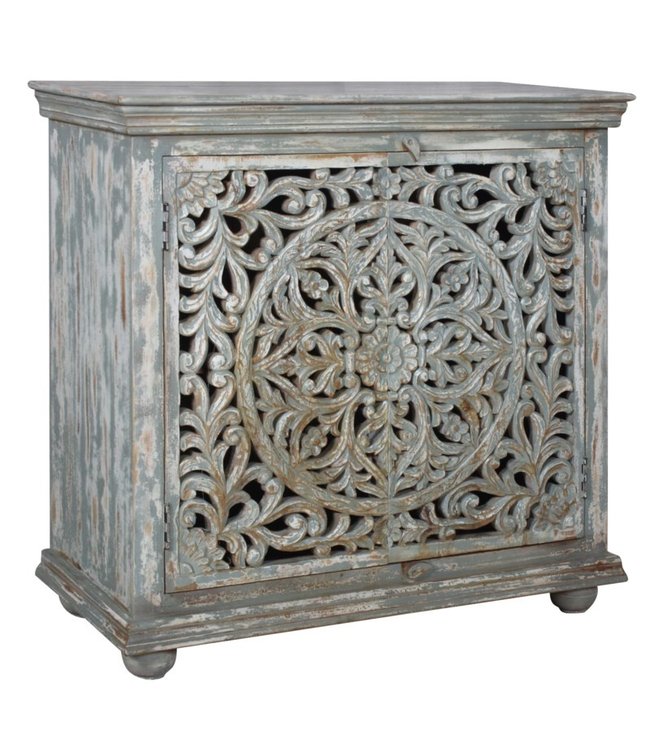 Crestview Collection Bengal Manor Mango Wood Carved 2 Door Cabinet