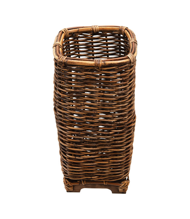 Creative Co-Op Hand-Woven Umbrella Basket with Wood Base