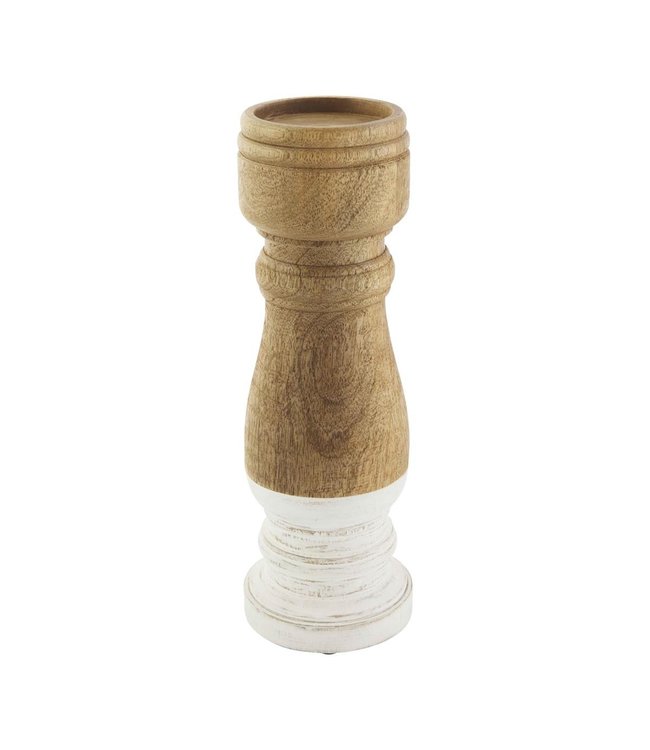 MudPie White Two-Tone Candlestick- Medium