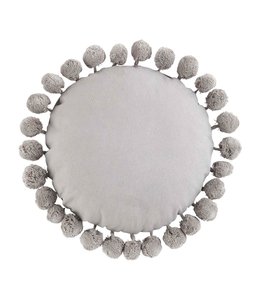 MudPie Gray Round Pom Pillow