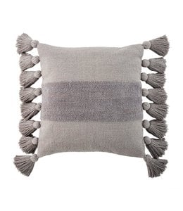 MudPie Grey Tassel Pillow